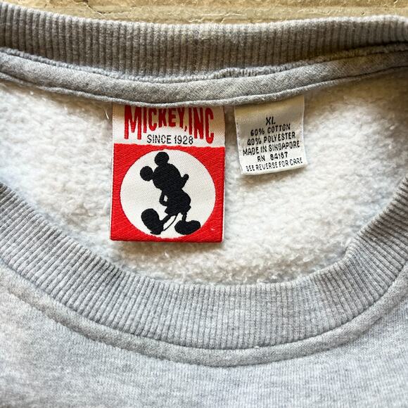 Vtg 90s Mickey Mouse Mens Sweatshirt XL Embroidered Disney Retro Cartoon Preppy - Picture 3 of 8